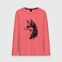 Лонгслив хлопковый мужской Лис-андроид, цвет: коралловый