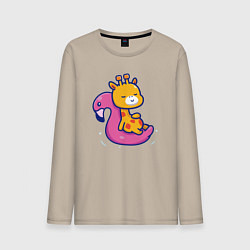 Лонгслив хлопковый мужской Жираф в бассейне, цвет: миндальный