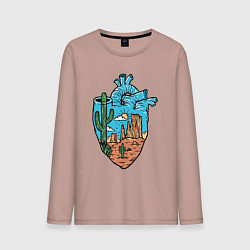 Лонгслив хлопковый мужской Сердце пустыни, цвет: пыльно-розовый