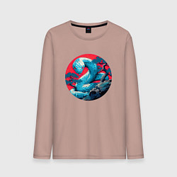 Лонгслив хлопковый мужской Japan serpent, цвет: пыльно-розовый