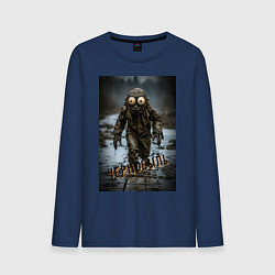 Лонгслив хлопковый мужской Человек в чернобыле, цвет: тёмно-синий