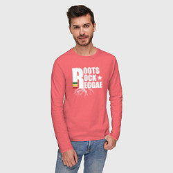 Лонгслив хлопковый мужской Roots reggae, цвет: коралловый — фото 2