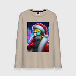 Лонгслив хлопковый мужской Simpson Claus - cyberpunk, цвет: миндальный