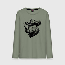 Лонгслив хлопковый мужской Носорог ковбой, цвет: авокадо