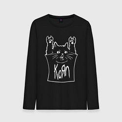 Лонгслив хлопковый мужской KoЯn - cat rock, цвет: черный