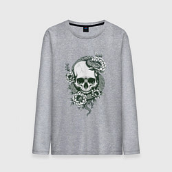 Лонгслив хлопковый мужской Змея на черепе, цвет: меланж