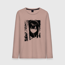Лонгслив хлопковый мужской Девушка с блеклым взглядом, цвет: пыльно-розовый