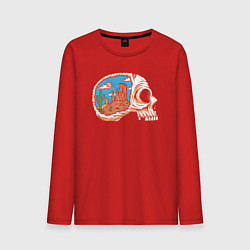 Лонгслив хлопковый мужской Черепок в пустыне, цвет: красный