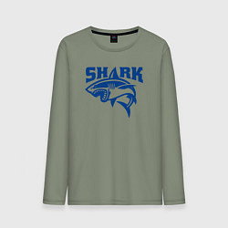 Лонгслив хлопковый мужской Акула атакует, цвет: авокадо
