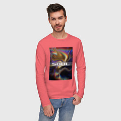 Лонгслив хлопковый мужской Арт Soul, цвет: коралловый — фото 2