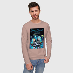 Лонгслив хлопковый мужской Rick and Morty - space special forces, цвет: пыльно-розовый — фото 2