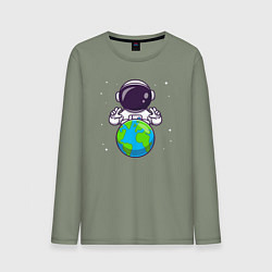 Лонгслив хлопковый мужской Моя земля, цвет: авокадо