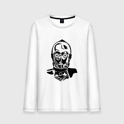 Лонгслив хлопковый мужской Си три пи о, цвет: белый