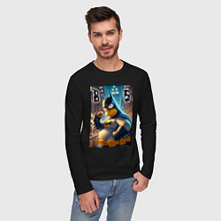 Лонгслив хлопковый мужской Batsimpson - ai art fantasy, цвет: черный — фото 2