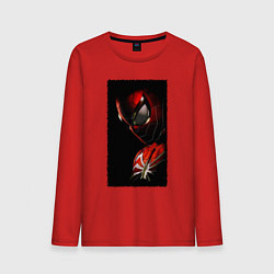 Лонгслив хлопковый мужской Человек паук паркер, цвет: красный