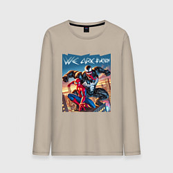 Лонгслив хлопковый мужской We are Venom - motto, цвет: миндальный