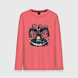 Лонгслив хлопковый мужской Morty and Venom slime - ai art fantasy, цвет: коралловый