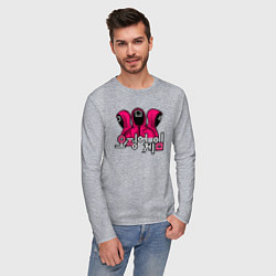 Лонгслив хлопковый мужской Squid game team, цвет: меланж — фото 2