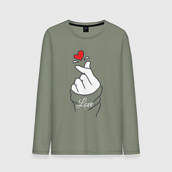 Лонгслив хлопковый мужской Знак любви и внимания, цвет: авокадо