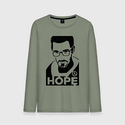 Лонгслив хлопковый мужской Gordon Freeman - надежда, цвет: авокадо