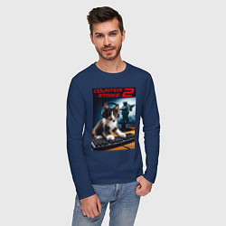 Лонгслив хлопковый мужской Counter strike 2 - kitten, цвет: тёмно-синий — фото 2