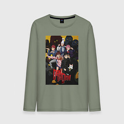 Лонгслив хлопковый мужской Дандадан: Все герои, цвет: авокадо