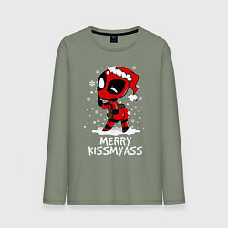 Лонгслив хлопковый мужской Deadpool - merry kiss my ass, цвет: авокадо
