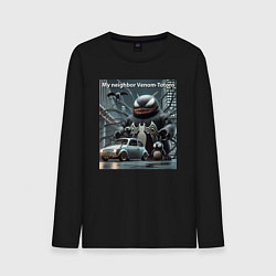 Лонгслив хлопковый мужской My neighbor Venom-Totoro, цвет: черный