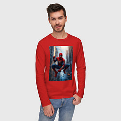 Лонгслив хлопковый мужской Spider Man на страже справедливости, цвет: красный — фото 2