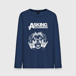 Лонгслив хлопковый мужской Asking Alexandria rock dog, цвет: тёмно-синий