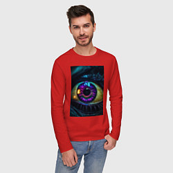 Лонгслив хлопковый мужской Глаз фиолетовый, цвет: красный — фото 2