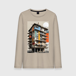 Лонгслив хлопковый мужской Старая панелька, цвет: миндальный