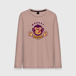 Лонгслив хлопковый мужской Monkey hot dog, цвет: пыльно-розовый
