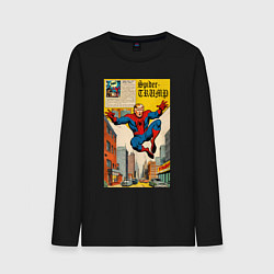Лонгслив хлопковый мужской Spider-Trump superhero, цвет: черный