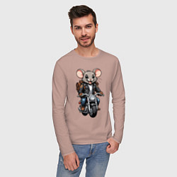 Лонгслив хлопковый мужской Biker mice, цвет: пыльно-розовый — фото 2