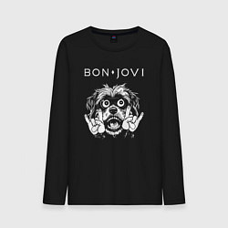 Лонгслив хлопковый мужской Bon Jovi rock dog, цвет: черный