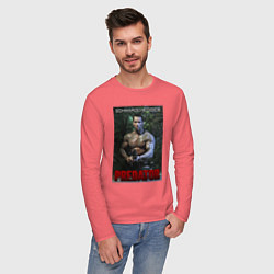 Лонгслив хлопковый мужской Арнольд Шварценеггер - хищник, цвет: коралловый — фото 2