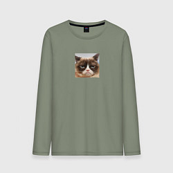Лонгслив хлопковый мужской Сердитая Кошка для пары, цвет: авокадо