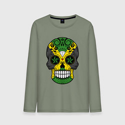 Лонгслив хлопковый мужской Jamaica skull, цвет: авокадо