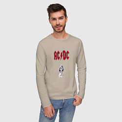 Лонгслив хлопковый мужской AcDc - roook фильтр amaro, цвет: миндальный — фото 2