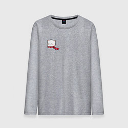 Лонгслив хлопковый мужской Милый белый котик в шарфике для пары, цвет: меланж