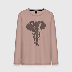 Лонгслив хлопковый мужской Африканский слон пуантель, цвет: пыльно-розовый