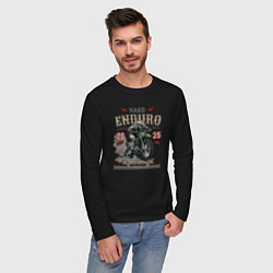 Лонгслив хлопковый мужской Мотоцикл Хард эндуро, экстремальная езда, цвет: черный — фото 2