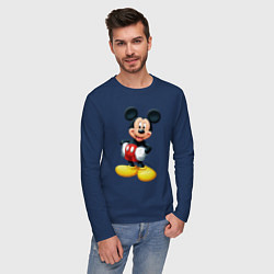 Лонгслив хлопковый мужской Микки - мышь, цвет: тёмно-синий — фото 2
