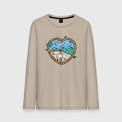 Лонгслив хлопковый мужской Люблю серфинг, цвет: миндальный