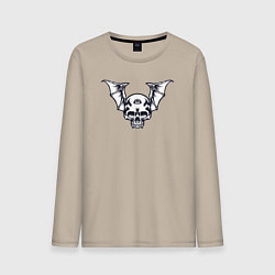 Лонгслив хлопковый мужской Bat skull, цвет: миндальный