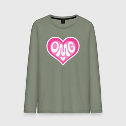 Лонгслив хлопковый мужской Oh my god love, цвет: авокадо