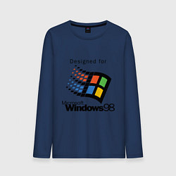Лонгслив хлопковый мужской Предназначен для windows 98, цвет: тёмно-синий