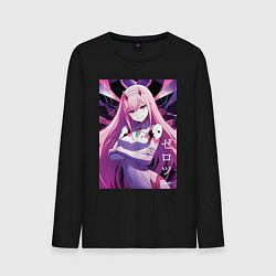 Лонгслив хлопковый мужской Zero two Darling in the Franxx - ai art, цвет: черный