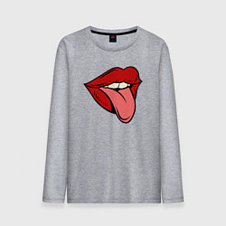 Лонгслив хлопковый мужской Girl lips, цвет: меланж